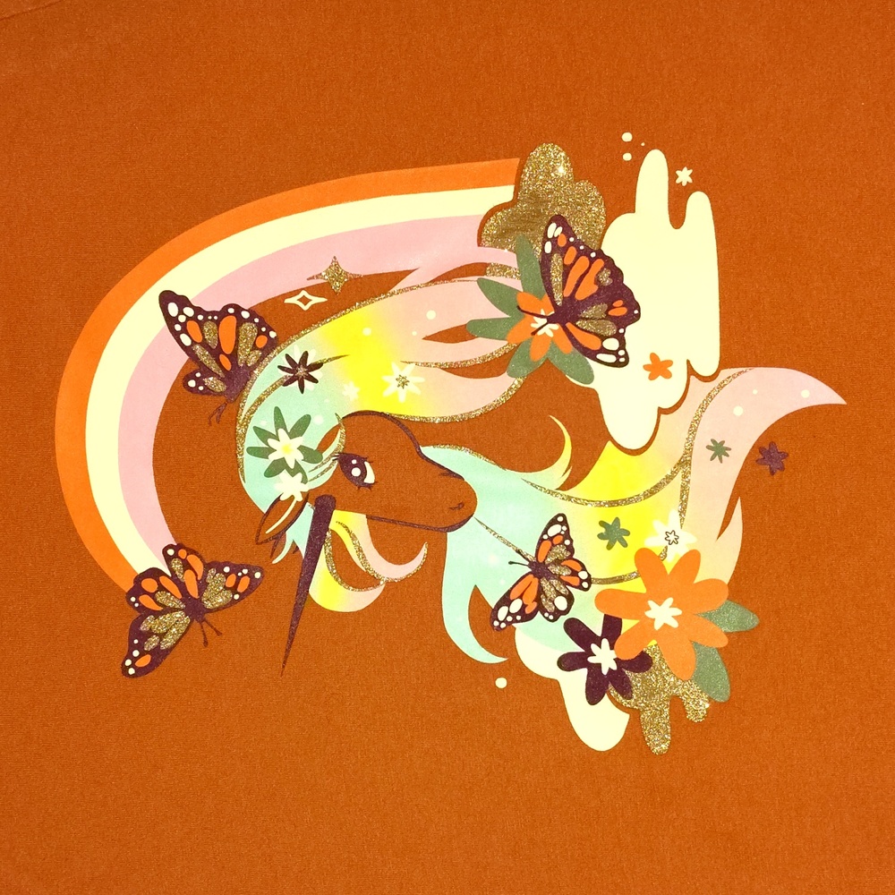 Orange Butterfly Unicorn Long sleeve T-shirt Cat & Jack size XL 14/16